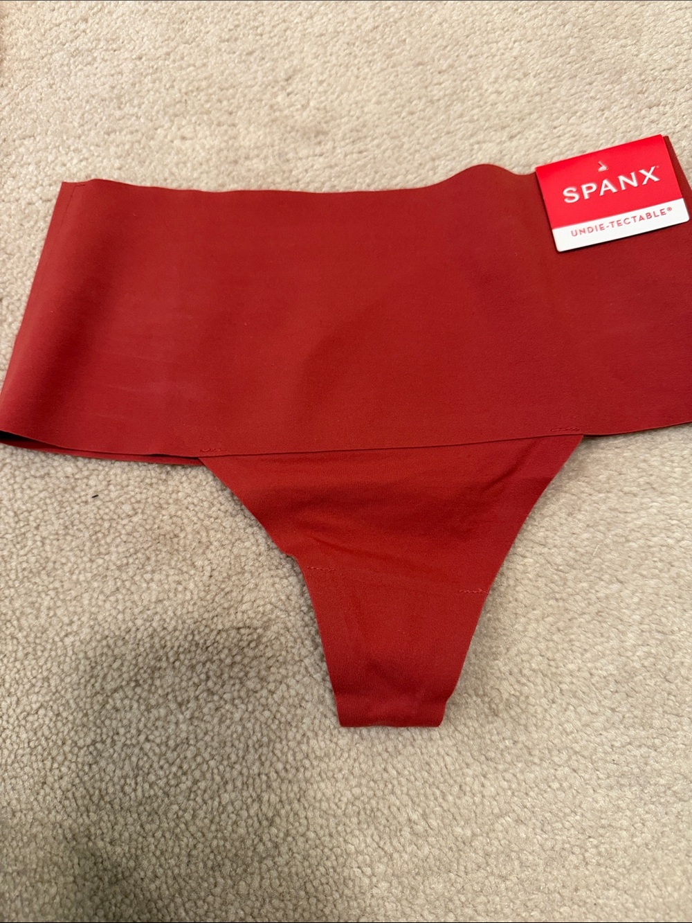 SPANX Seamless High-Waist Thong in Winter Rose Red